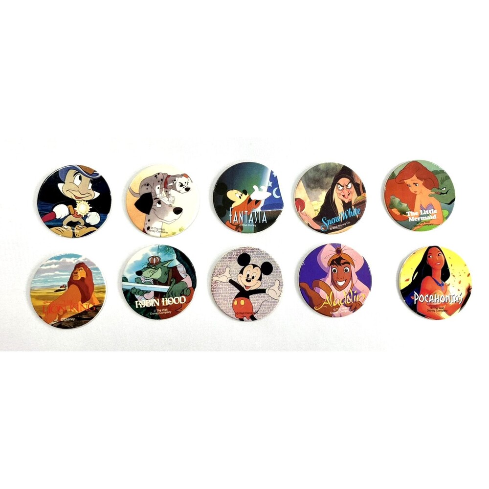 Vintage Assorted Lot of 10 Disney Themed Pogs / Milk Caps